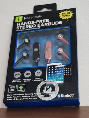 Essentials Dual-Pack Stereo Earbuds in Black & Pink